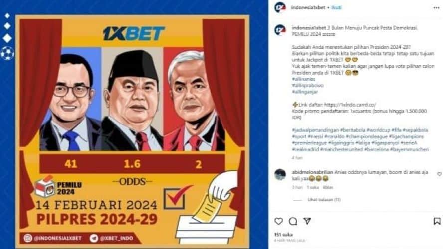 Online gambling on 2024 Presidential Election results prompts response from Indonesian Government