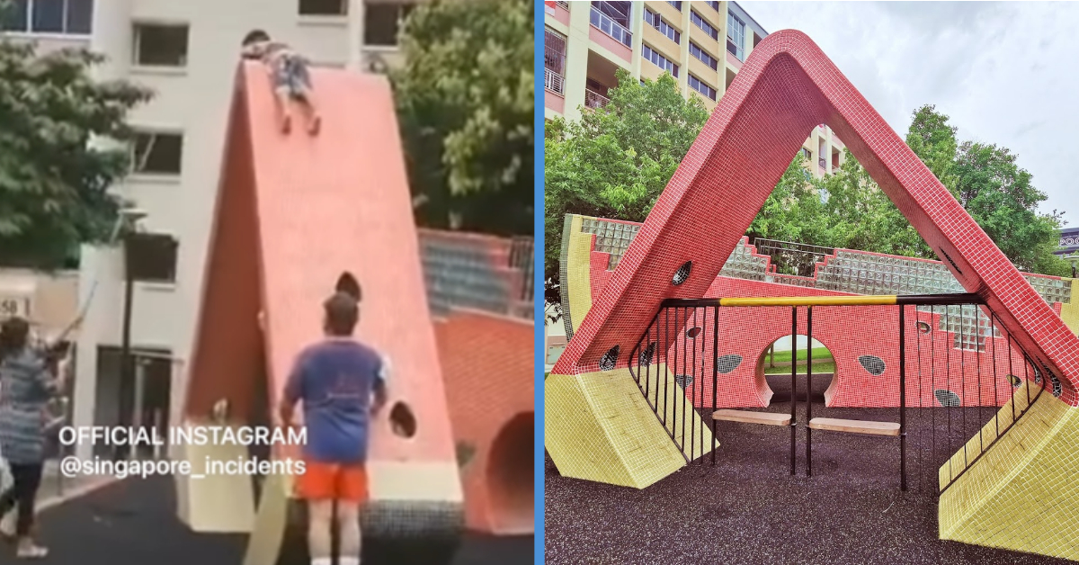 Boy Climbed Up ‘Watermelon Slice’ at Tampines Playground & Got ‘Stuck’ There