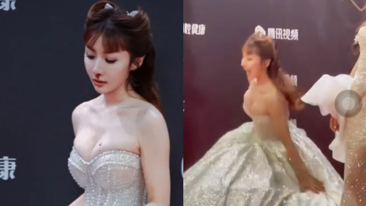 Chinese Actress Trips Twice On Red Carpet, Ends Up With Bleeding Nose