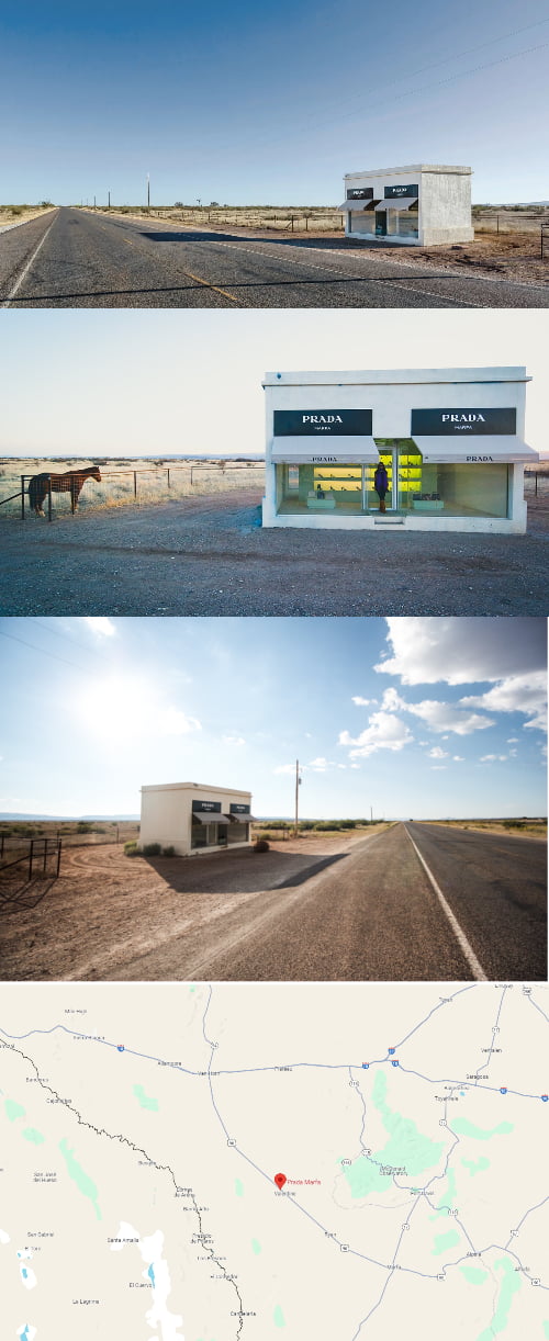 So, there's a Prada in Marfa, Texas, middle of desert, 6hr drive from Austin/ 200miles from any main town.