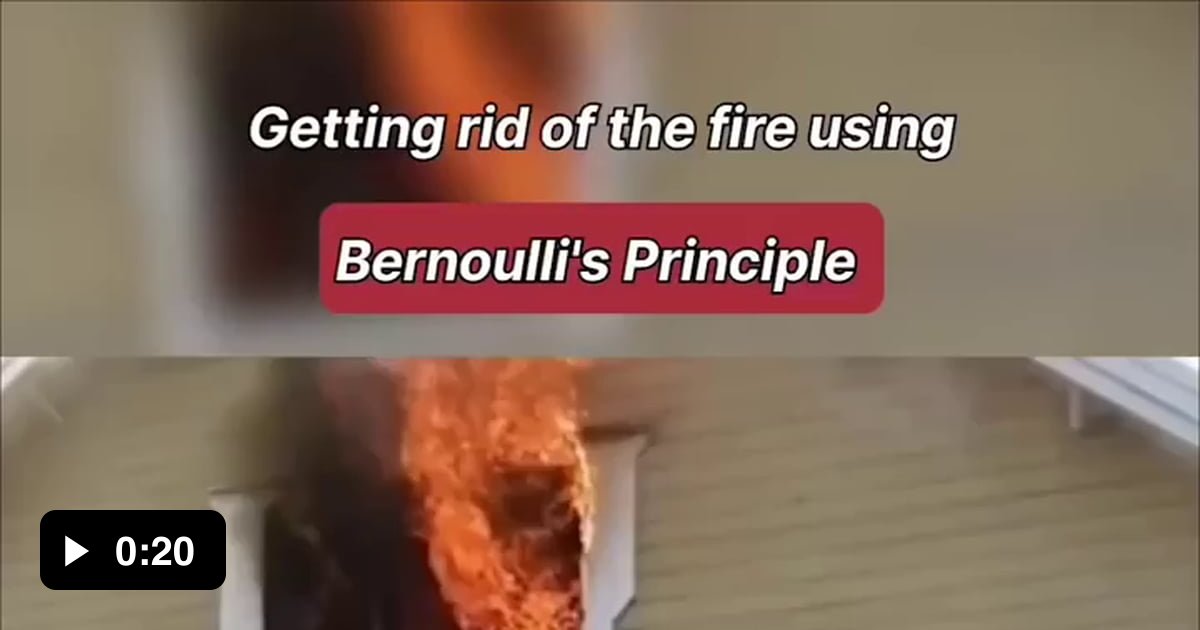 Firefighter putting out a fire using Bernoulli's principle