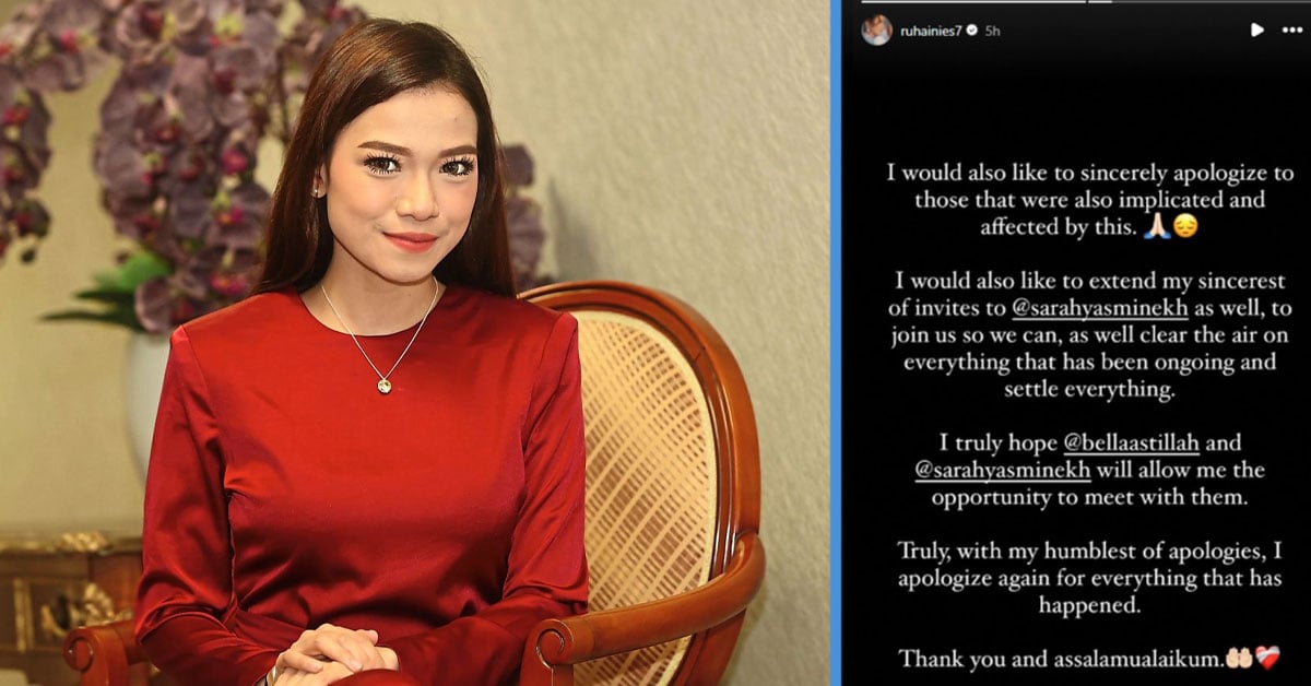 Actress Ruhainies Apologises to Aliff Aziz’s Wife Bella Astillah; Asks to Meet Up