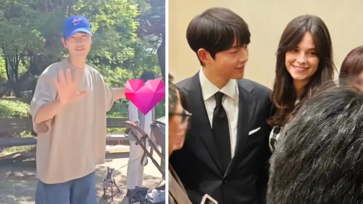 Song Joong-ki spotted protecting his wife and son while out for a walk