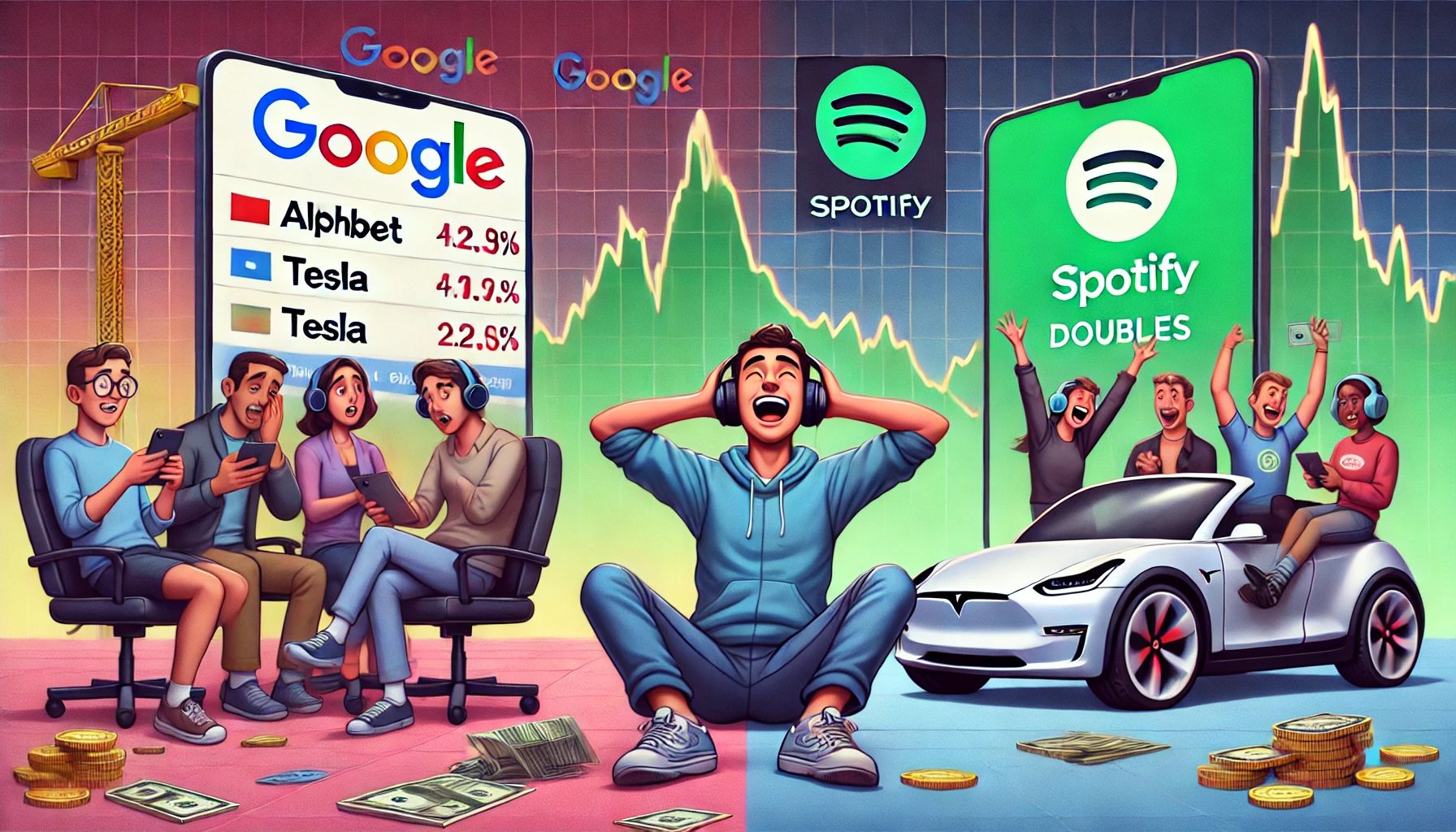 Alphabet and Tesla Down, Spotify Soars, Ethereum ETFs Fizzle