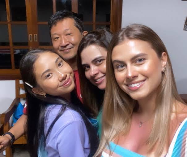 Funny genetics. Brazilian table tennis player Bruna Takahashi (right) with her parents and sister.