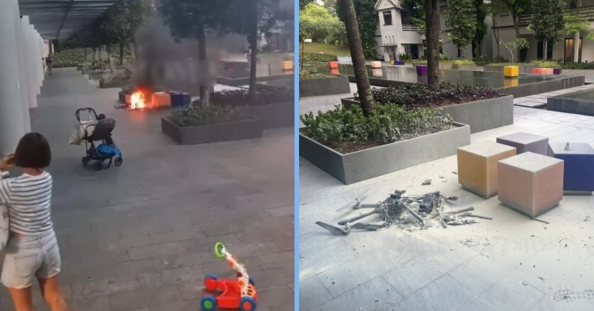 Drone Catches Fire After Crash Near Children in One-North Condo; CAAS Suspends Company