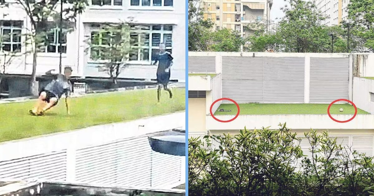 Teens Play Football & Run Around Dangerously on Punggol Car Park Rooftop