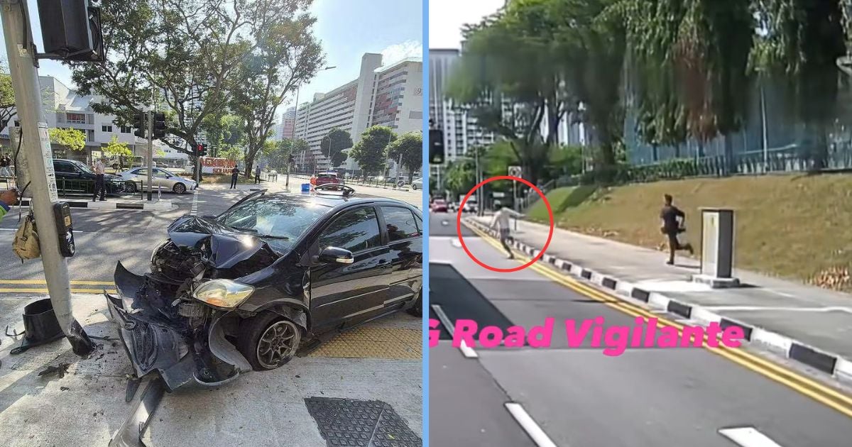 Car Crashes into Traffic Light During Toa Payoh Police Chase; Driver Flees on Foot