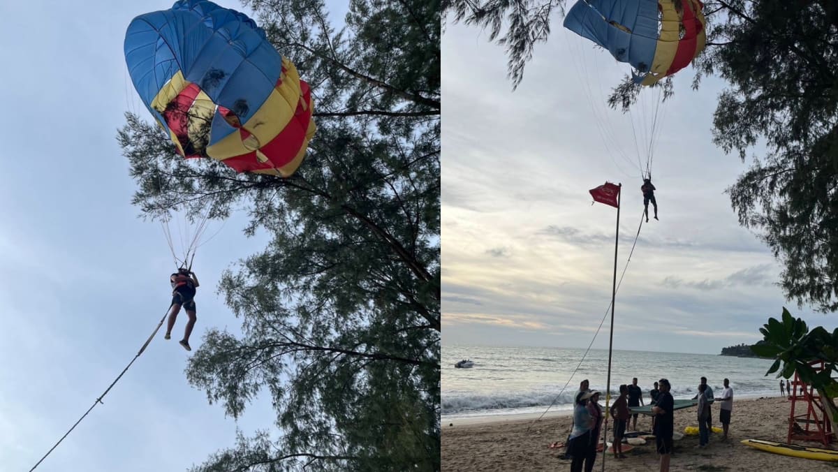 Tourist Gets Stuck On Tree While Parasailing In Phuket