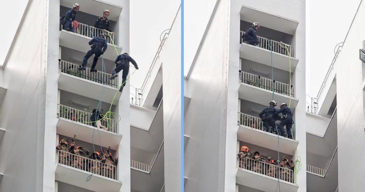 SCDF Personnel Rappel & Rescue Man From 38th Floor Ledge of Teban Gardens HDB