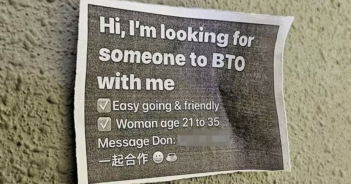 27YO Put Up 18 Posters to Seek for BTO Partner Coz Finding S’pore Girlfriend is “Difficult”