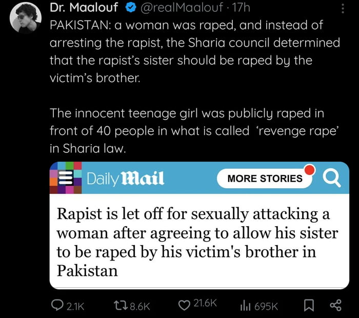 Rapist is let of after having his sister raped.