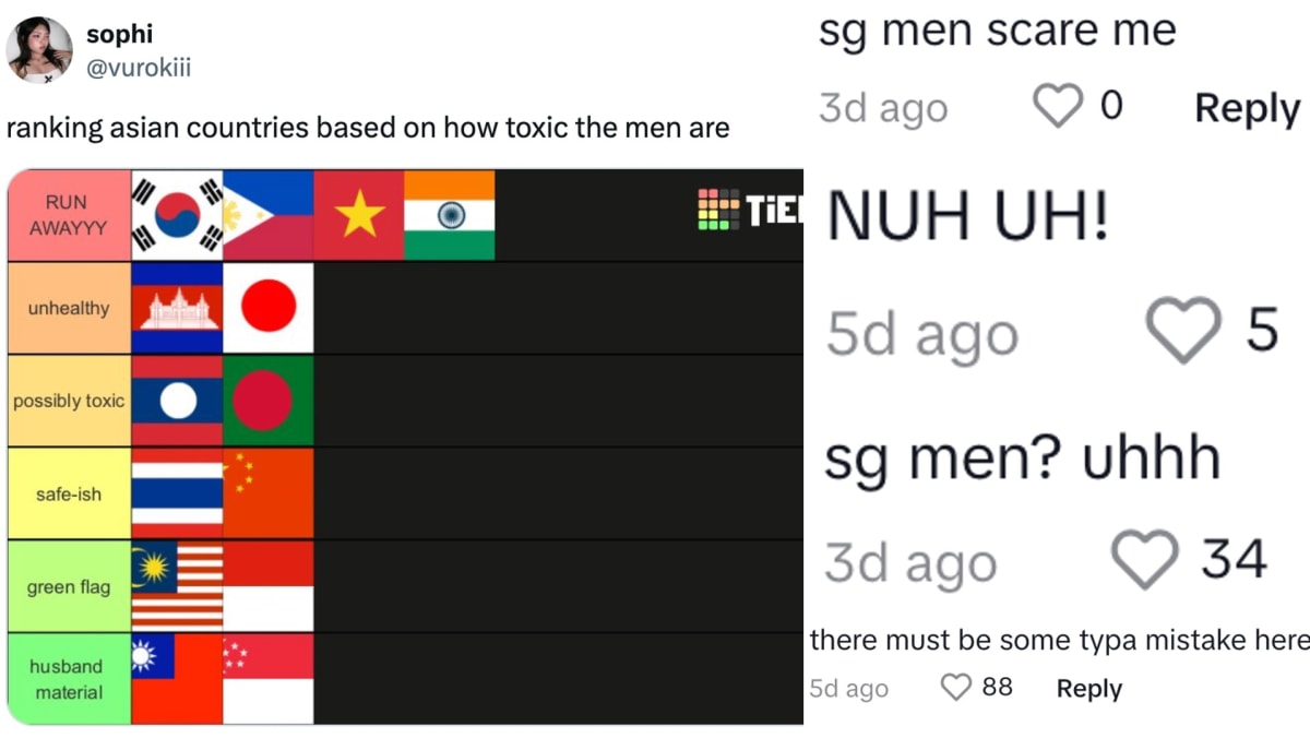 Woman Ranks Asian Countries Based On How Toxic The Men Are, S’porean Men Called “Husband Material”