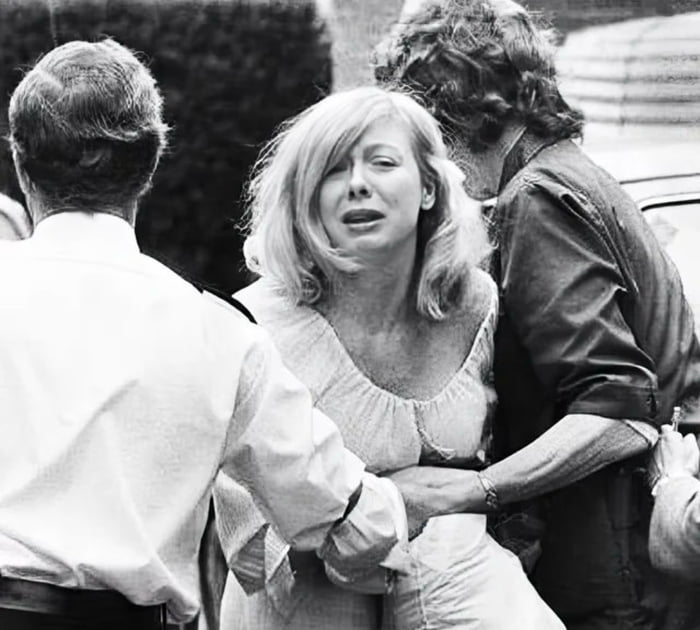 Former beauty Queen, Miss Wyoming winner Joyce McKinney being arrested by police after kidnapping Mormon missionary Kirk Anderson from his church, forcing him to be her sex slave for 3 days (1977)