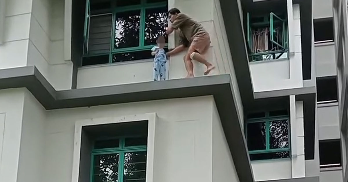 Man Climbed Onto HDB Ledge to Rescue Kid Standing Outside Window