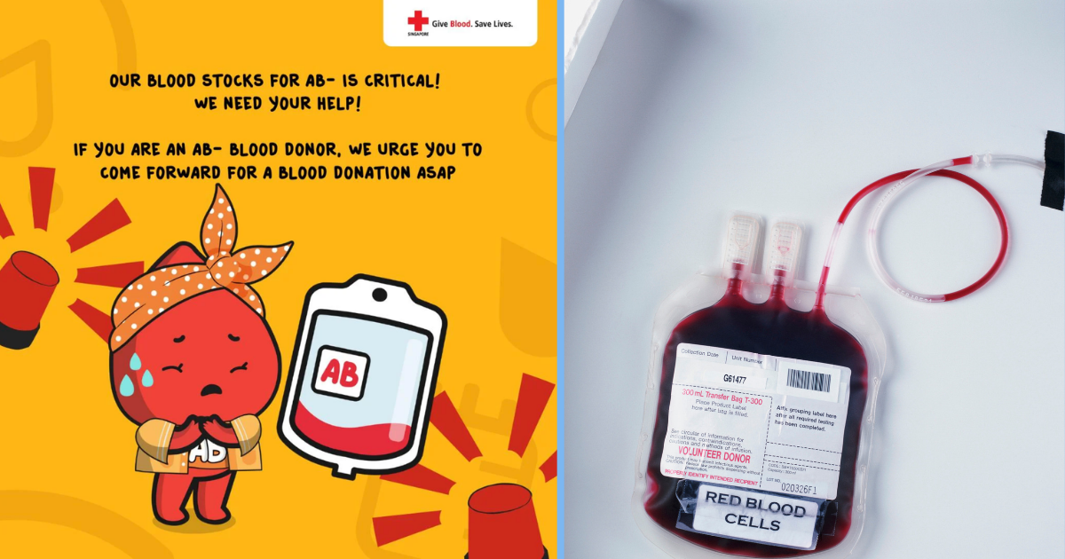 S’pore Red Cross Appeals for Group AB- Blood Donors As Stocks are at Critical Level