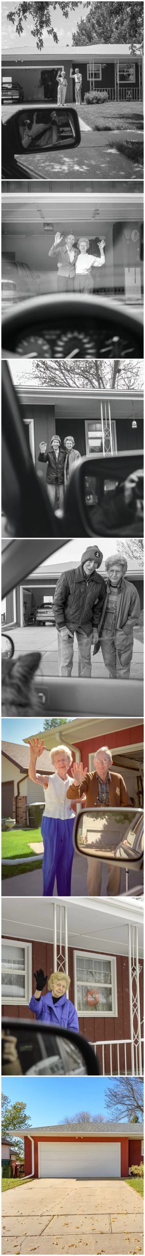 Girl photographed her grandparents waving goodbye to her every year after the Holidays