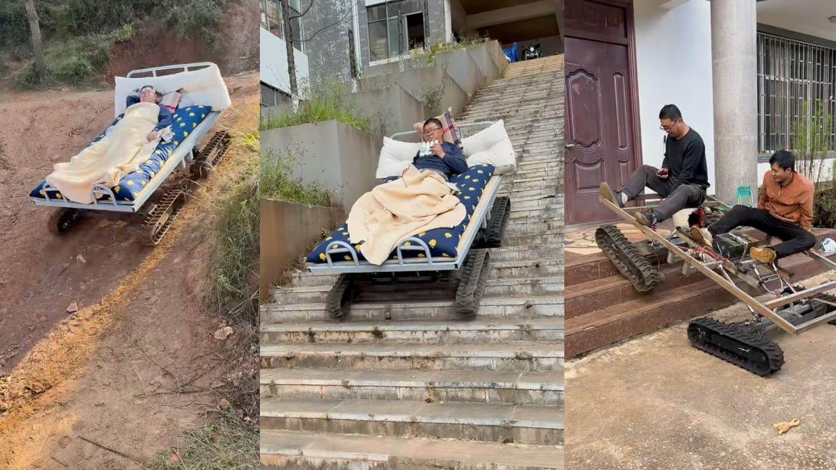 “Peak Level Laziness”: Man Invents Bed On Wheels That Can Go Up & Down Stairs