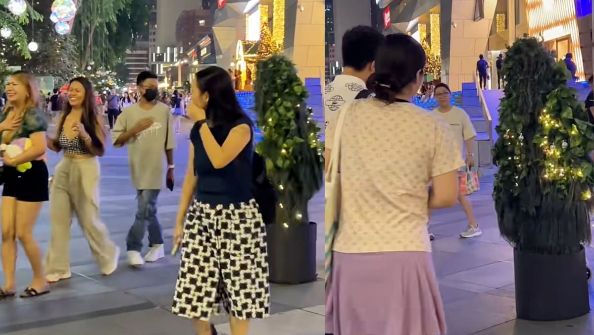 Orchard Road Visitors Scared By Prankster Pretending To Be Christmas Tree