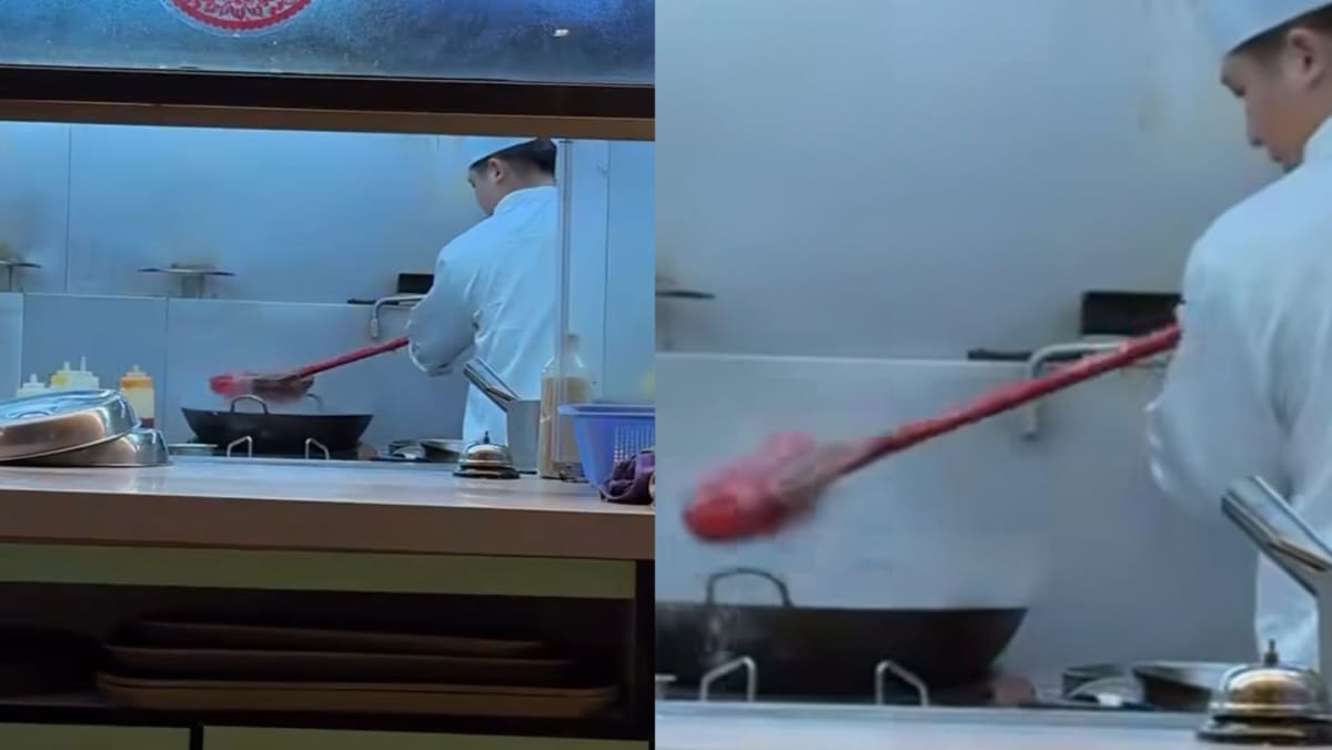 Chef Caught Dipping Broom Into Wok And Then Using It To Scrub Floor