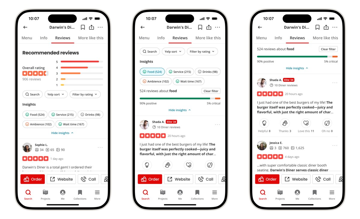 Yelp adds AI-powered review insights to restaurants