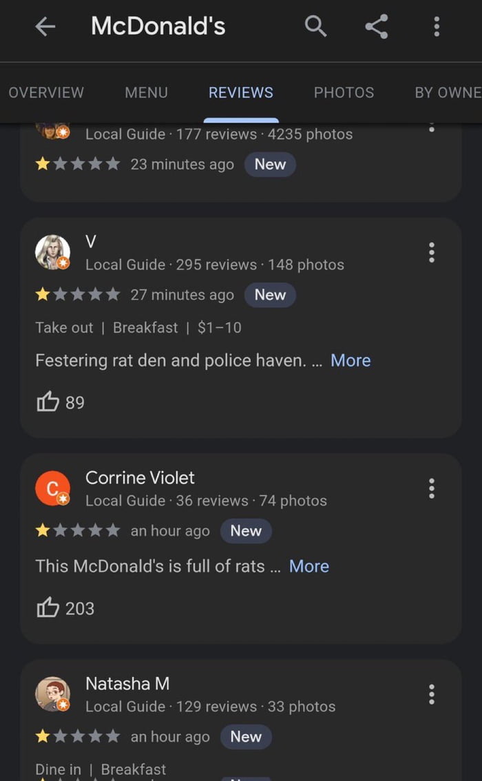 Reviews of the McDonald that have rats.