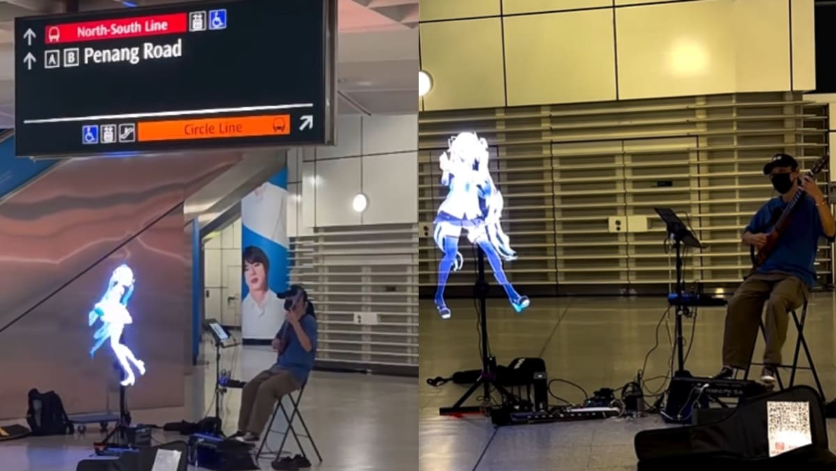 Busker Seen Performing With Dancing Hologram At Dhoby Ghaut MRT Station