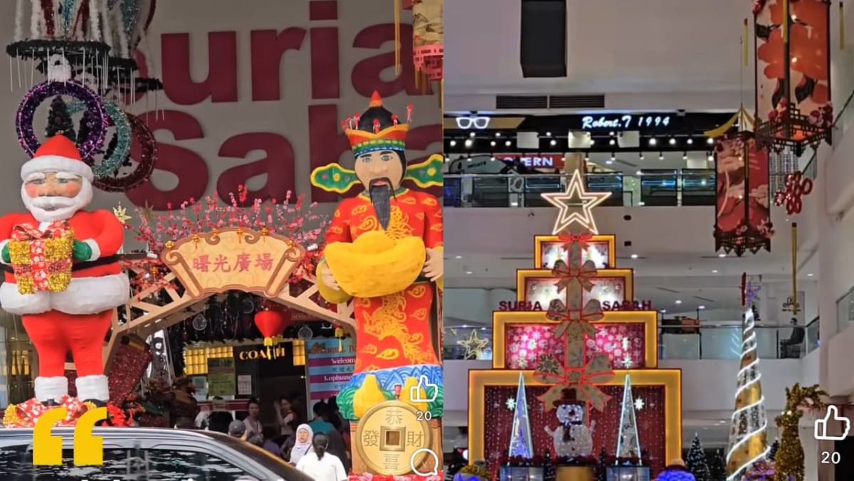 Cut Cost? M’sia Shopping Mall Combines Christmas & Chinese New Year Decor