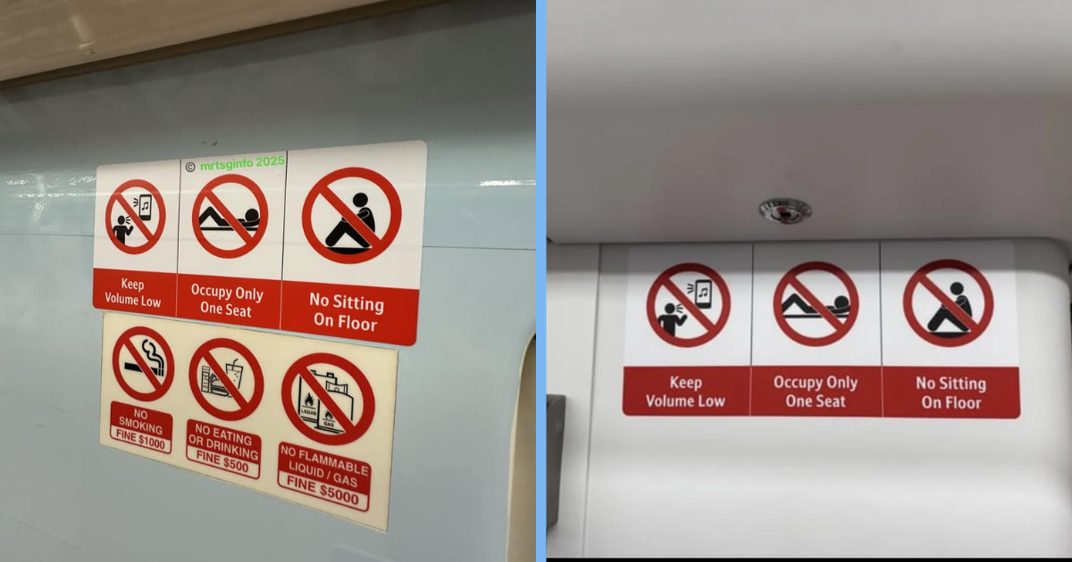 New Prohibition Signs Like “Keep Volume Low” Spotted in S’pore MRT Trains & Buses