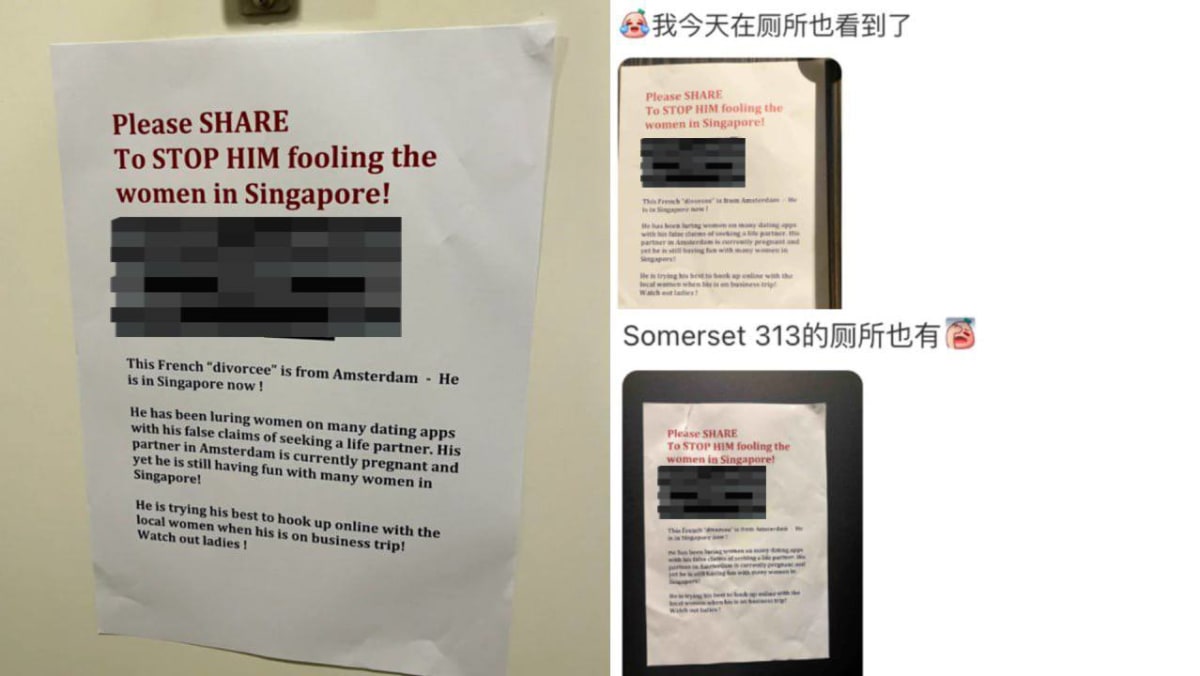 Poster Accusing Man Of Cheating On His Pregnant Wife Seen In Ladies Toilets In Raffles City & Somerset 313