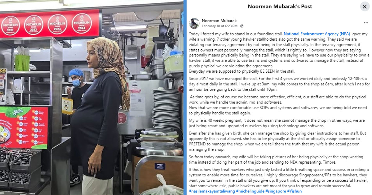 NEA Responds to Viral Post about Pregnant Hawker’s Warning at Yishun’s Michelin-Listed Stall